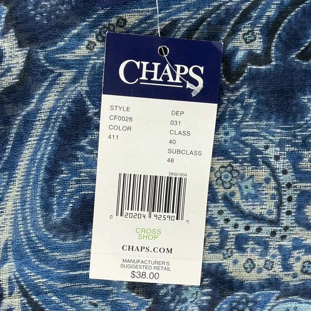 Chaps Blue Paisley Scarf Women OS NWT Lightweight Eyelash Fringe CF0026